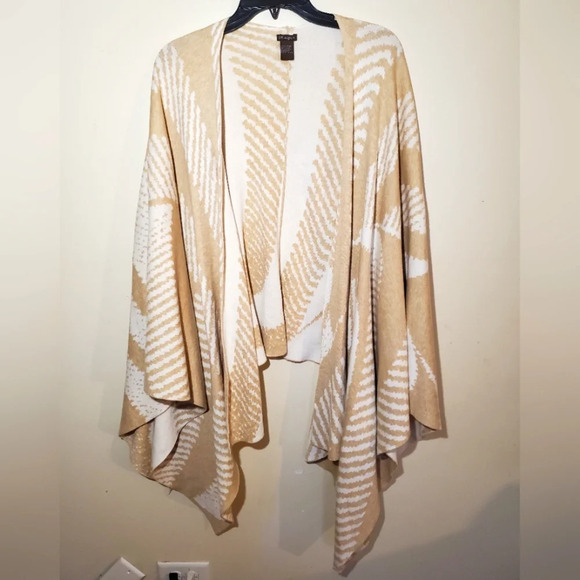 J.mclaughlin striped wrap poncho neutral beige - Picture 2 of 11
